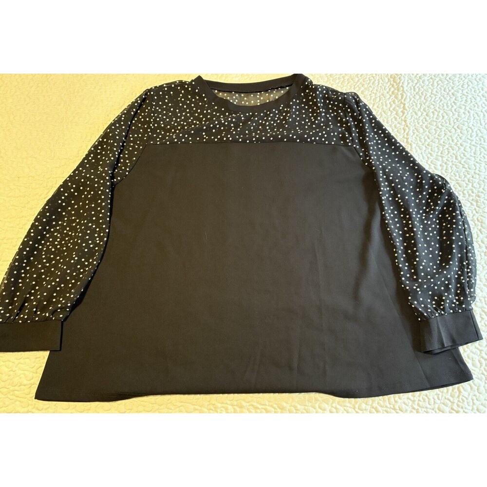 SHEIN Women’s Classic Long Sleeve Polka Dot And Splice Plus Size Casual Top